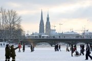 Hamburg zugefrorene Binnenalster